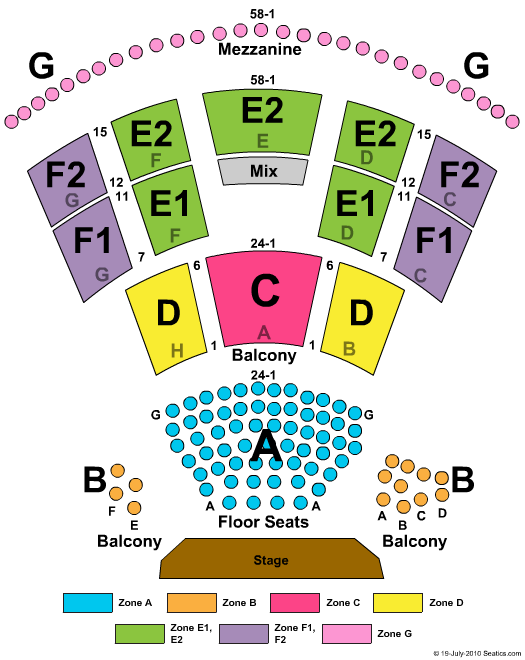 Peppermill Concert Hall End Stage Zone Seating Chart